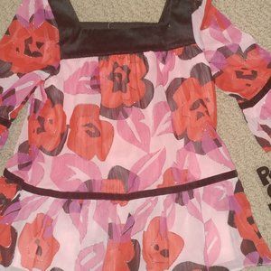 NWT Girls Floral Velvet Trim Top 3T